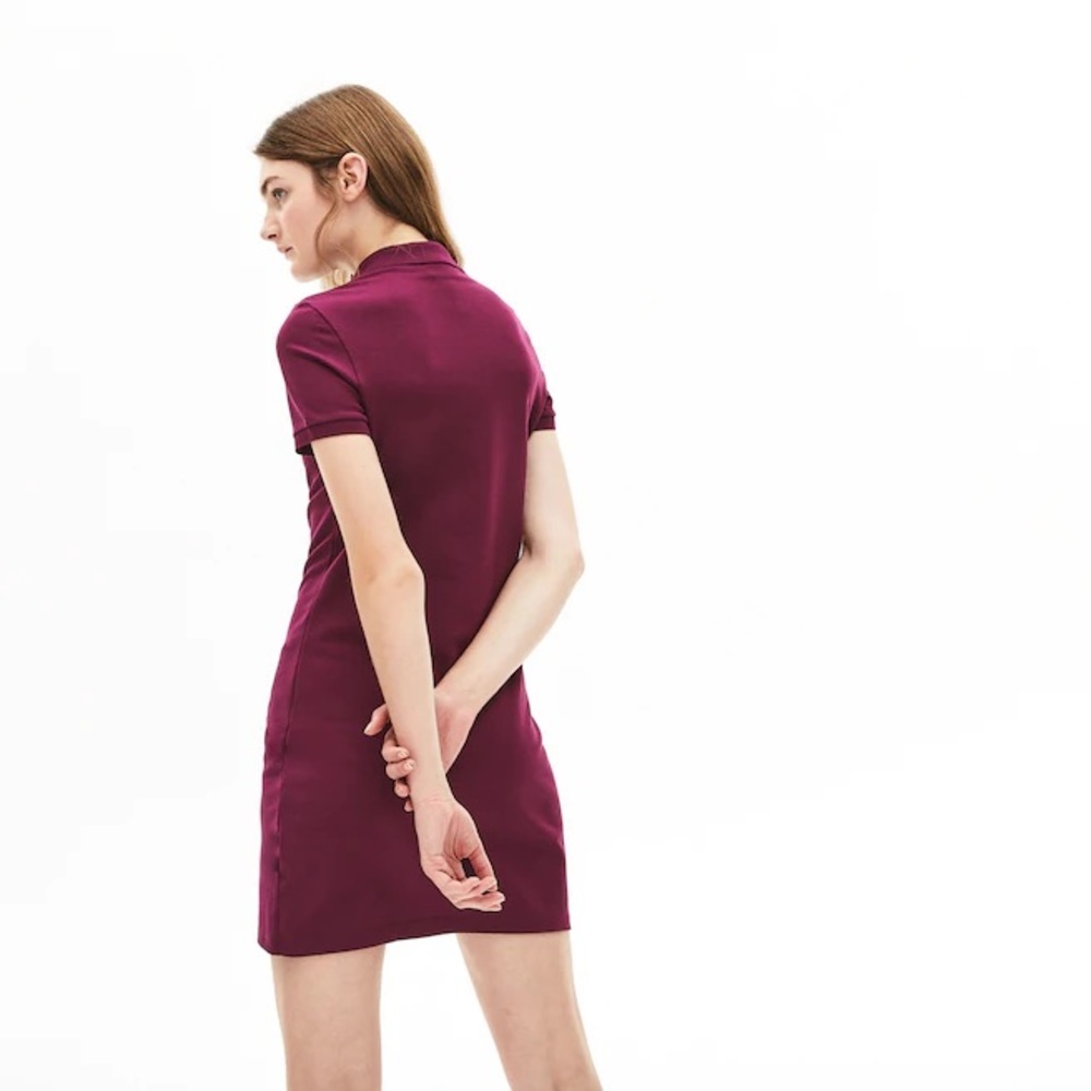 Lacoste Mini Pique Polo Dress - Bordeaux, Sz M